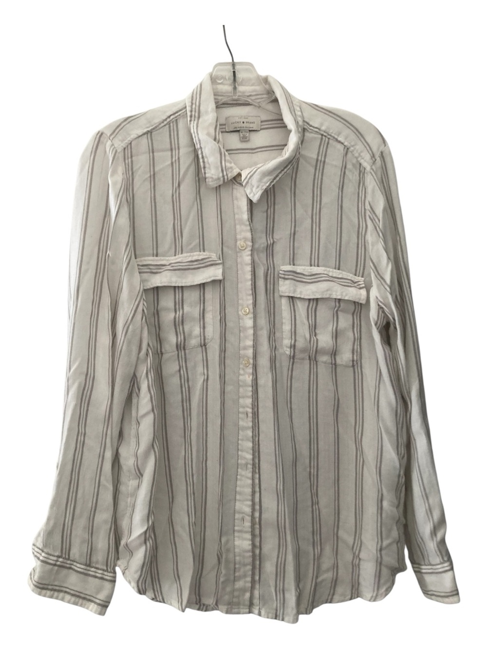 Lucky Brand cream, grey stripe button down
